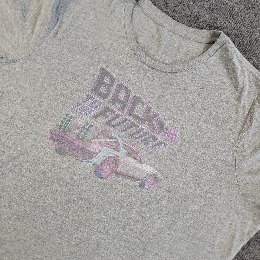Back to the Future Gray Graphic Men's T-Shirt Short Sleeve Size L